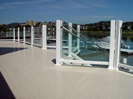 glass rail on brock deck